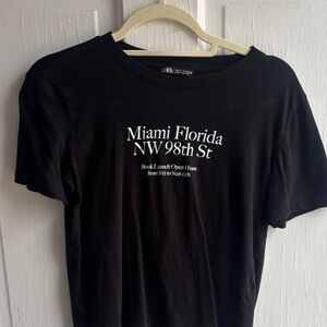 Zara Black Graphic 'Miami Florida NW 98th St' Tee